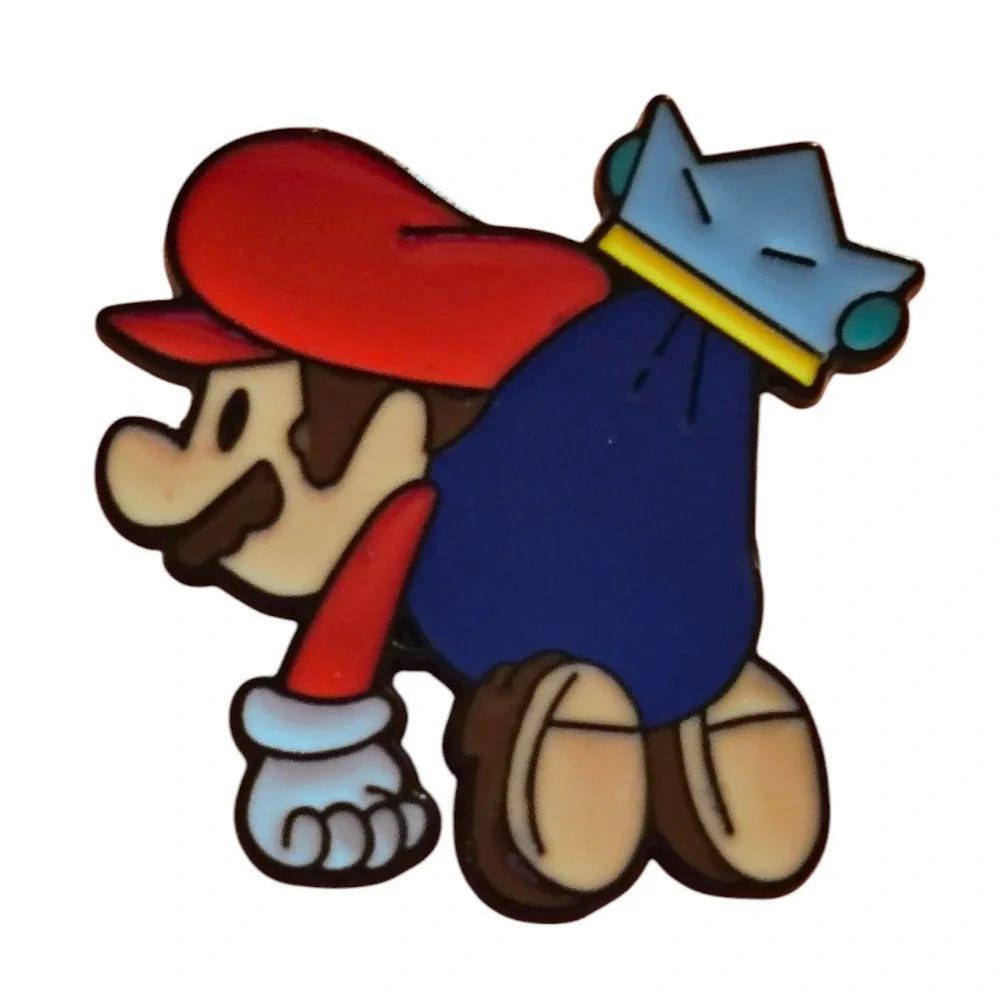Nintendo Super Mario - Chibi Paper Mario Being Carried Enamel Pin